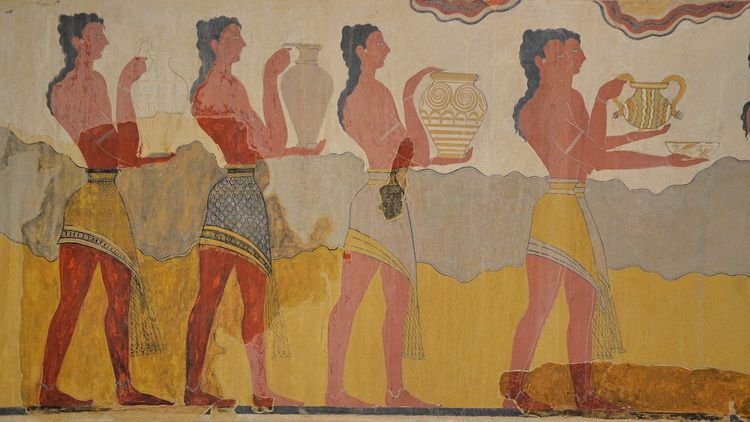 Ancient Mycenaean Fresco Of Processions