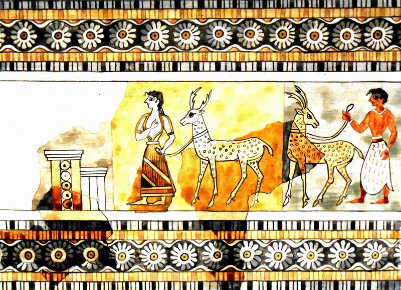 Ancient Mycenaean Fresco Of Processions