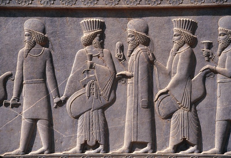 Ancient Persian Reliefs Of Royal Processions<span class=