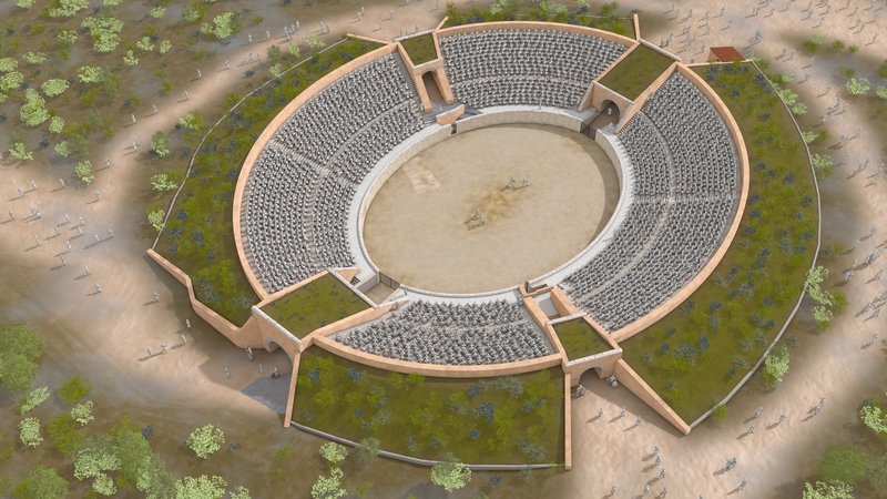 Ancient Roman Amphitheater Seating Tiers