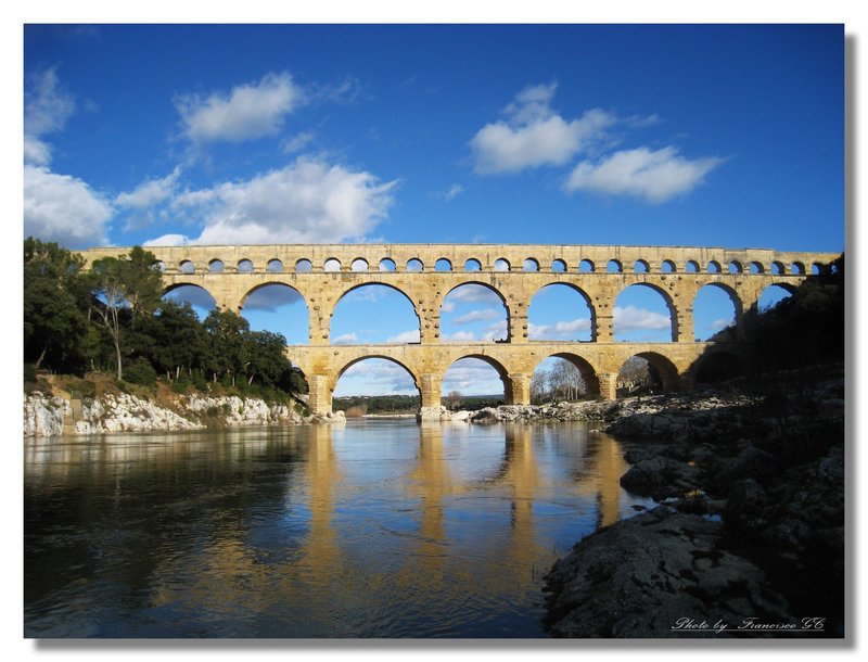 Ancient Roman Aqueduct In Pont Du Gard