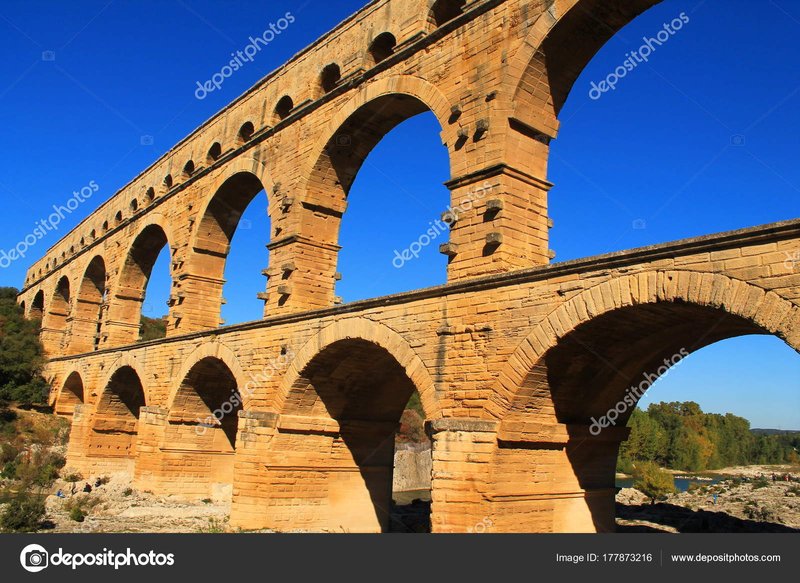 Ancient Roman Aqueduct In Pont Du Gard