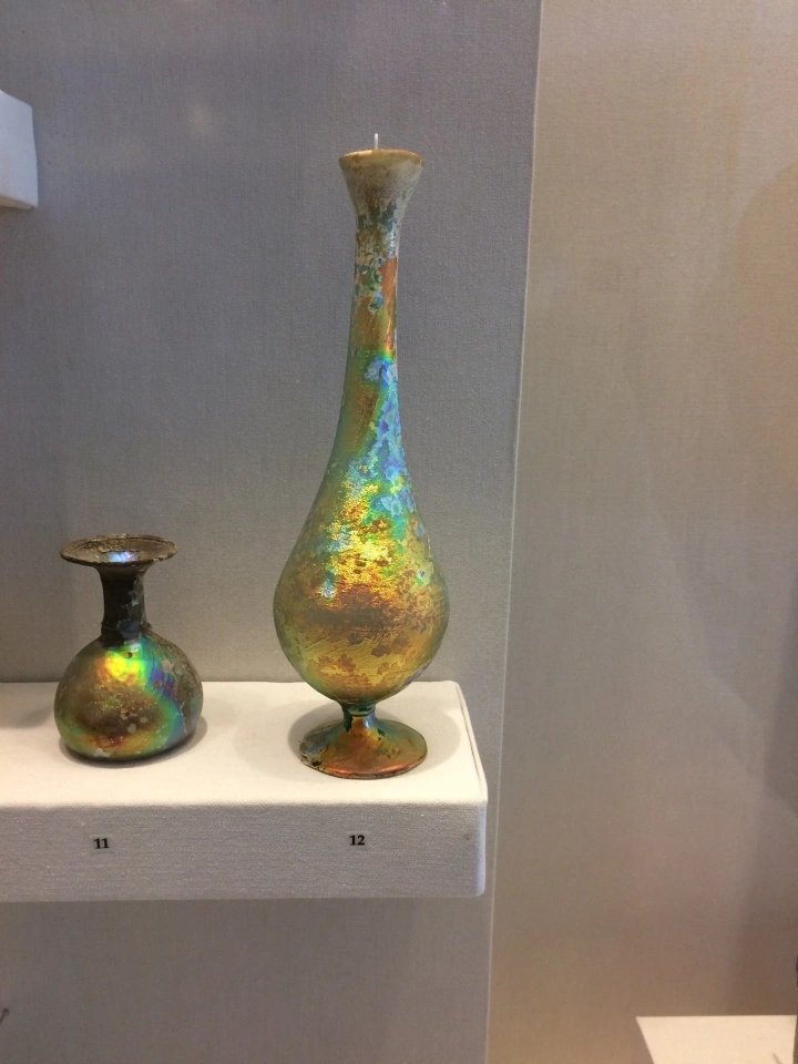 Ancient Roman Glassware With Iridescence