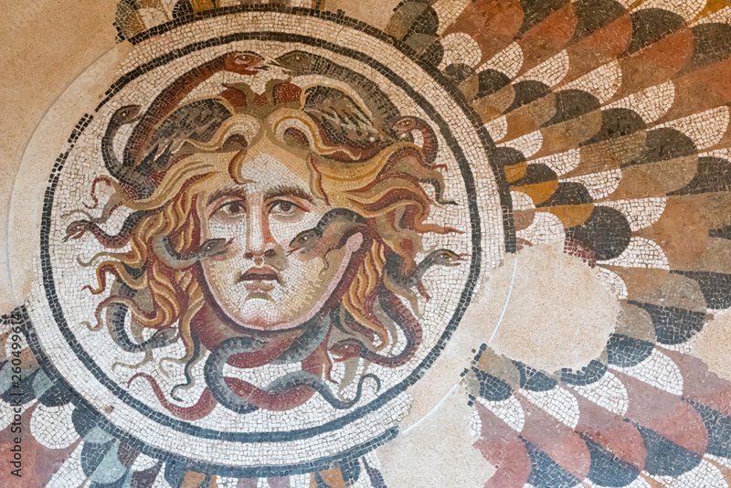 Ancient Roman Mosaic Of Medusa<span class=