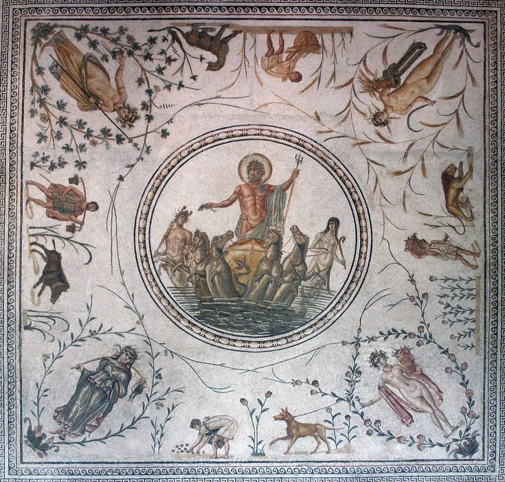 Ancient Roman Mosaic Of Neptune