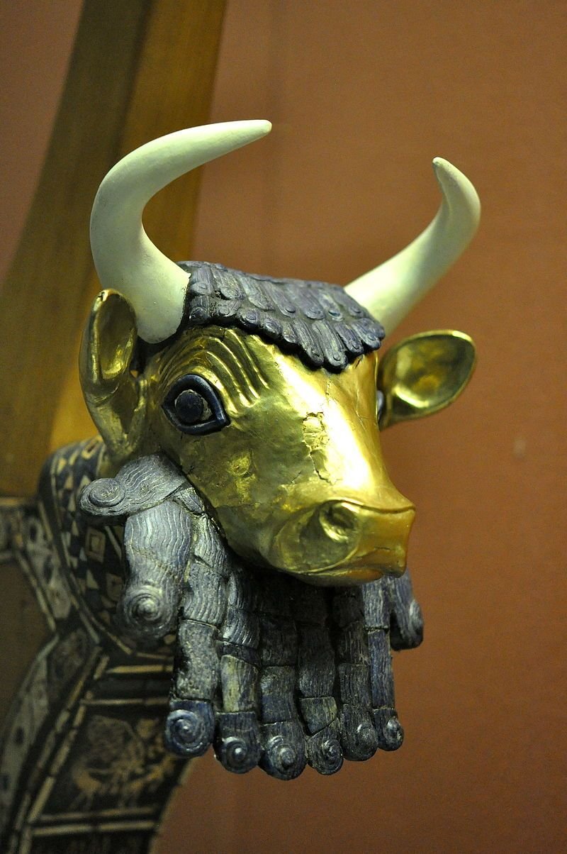 Ancient Sumerian Lyre With Bull Head