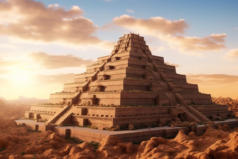 Ancient Sumerian Ziggurat Blue Glazed Bricks