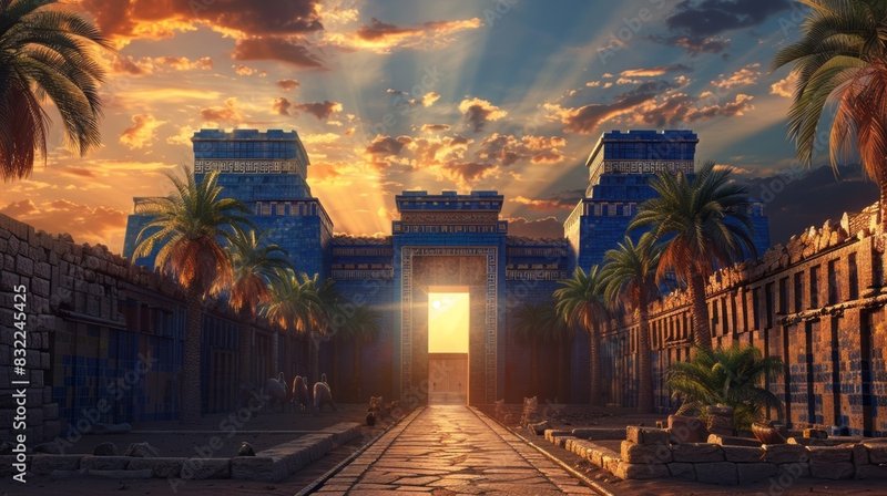 Ancient Sumerian Ziggurat Blue Glazed Bricks