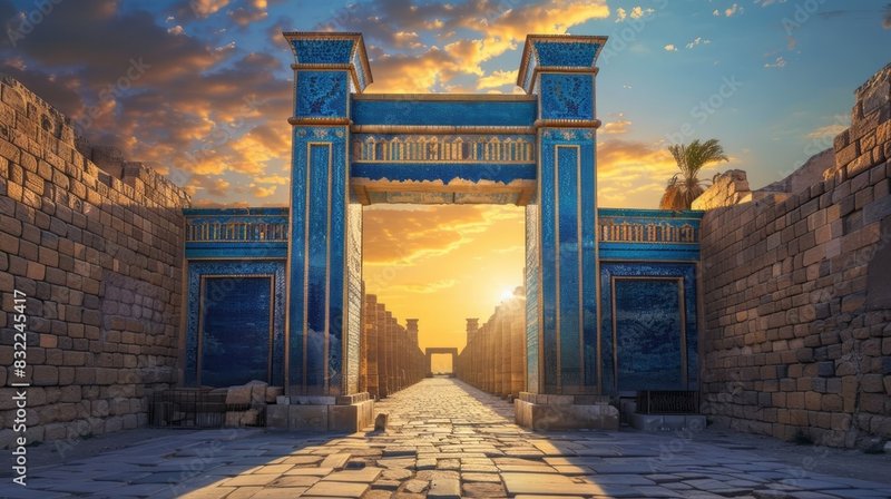 Ancient Sumerian Ziggurat Blue Glazed Bricks