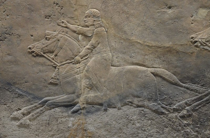 Assyrian Relief Of King Hunting Lions