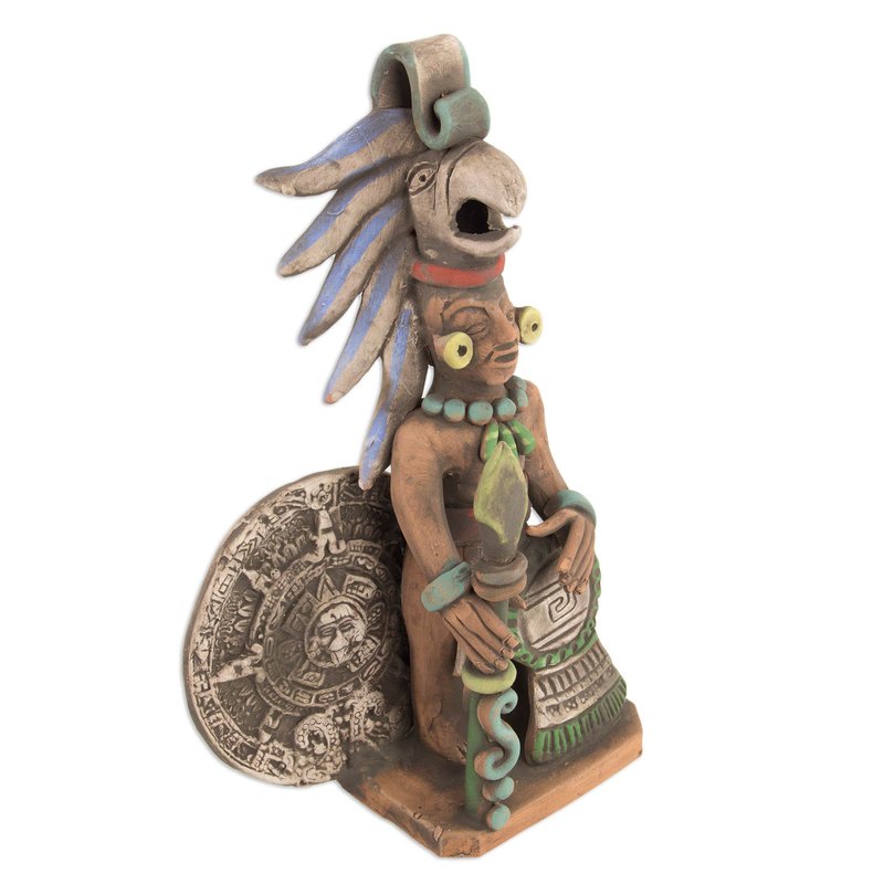 Aztec Altar With Eagle Warrior Carvings
