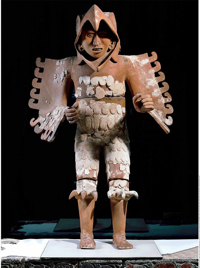 Aztec Altar With Eagle Warrior Carvings