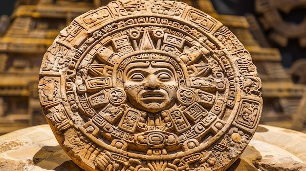 Aztec Calendar Stone Close-Up<span class=