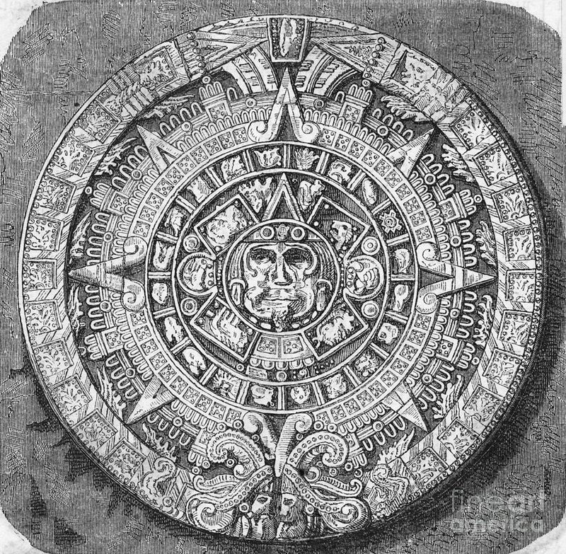 Aztec Calendar Stone Close-Up