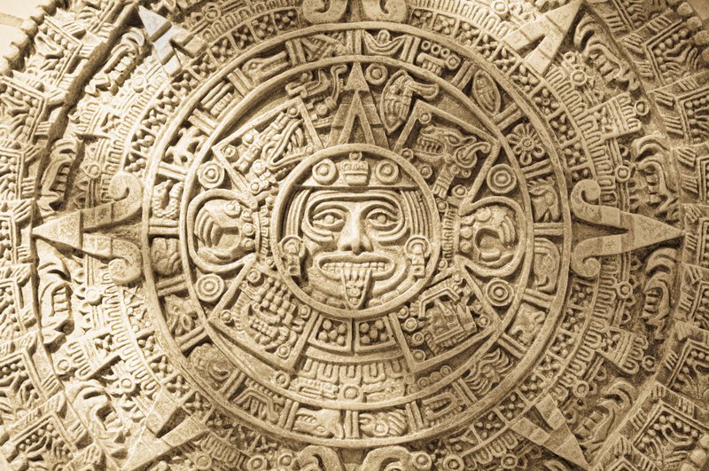 Aztec Calendar Stone Close-Up