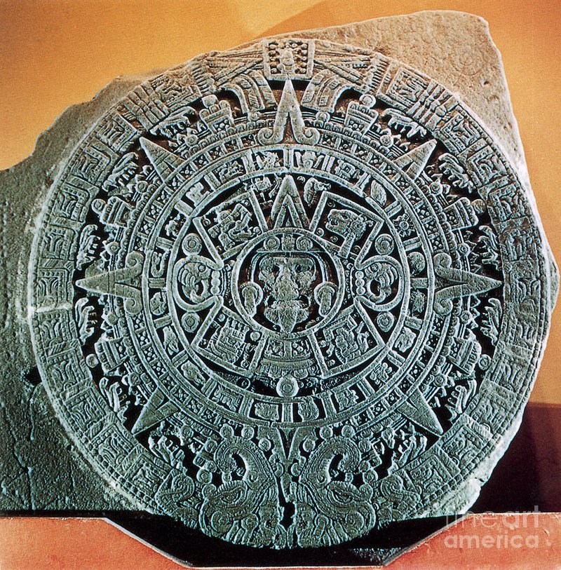 Aztec Calendar Stone Close-Up