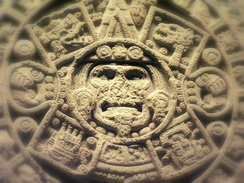 Aztec Calendar Stone Close-Up