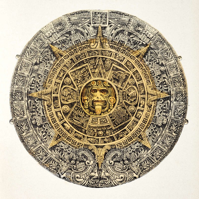 Aztec Stone Calendar Depiction