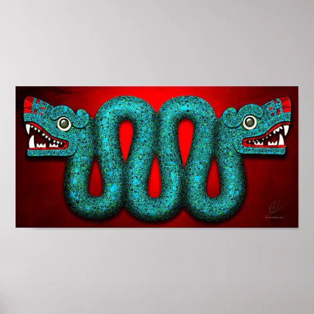 Aztec Turquoise Serpent Mosaic