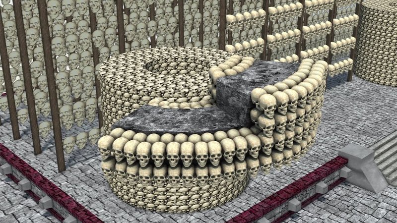 Aztec Tzompantli Skull Rack Reconstruction