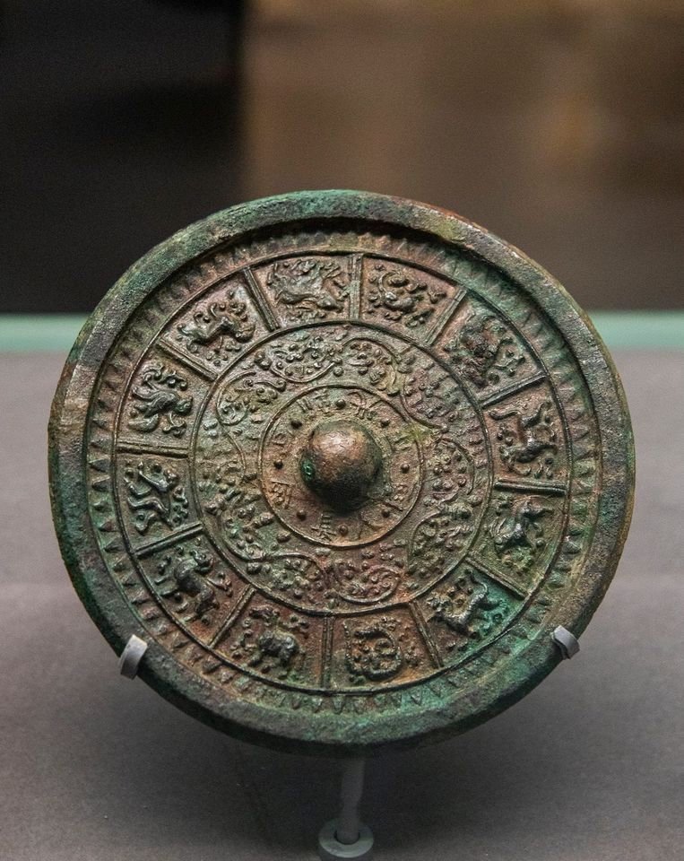 Bronze Mirror With Chinese Zodiac Engravings