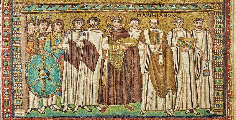Byzantine Mosaic Of Emperor Justinian<span class=