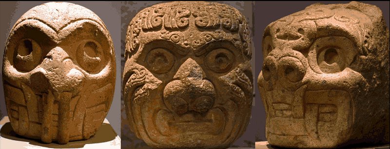 Chavin Tenon Heads In Peru