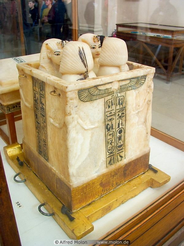 Egyptian Alabaster Canopic Chest<span class=