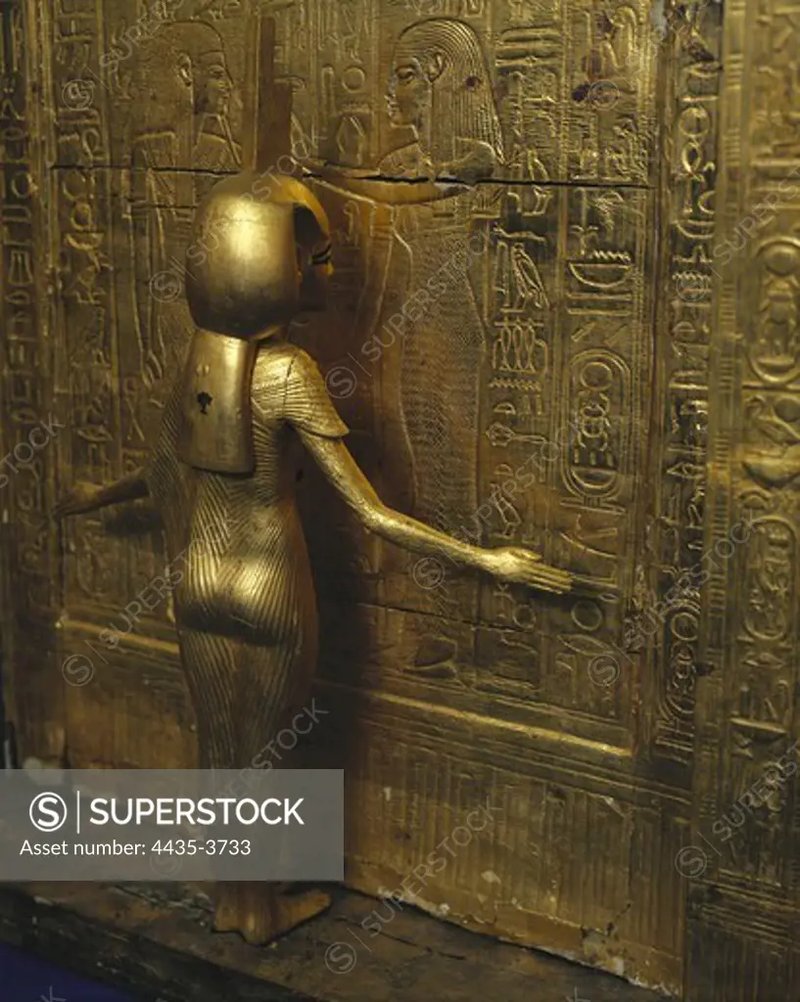 Egyptian Canopic Chest With Hieroglyphs