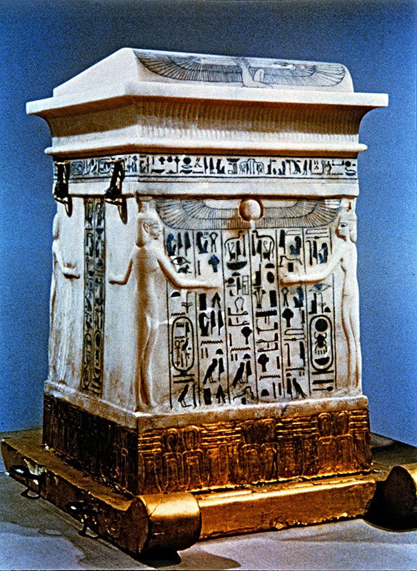 Egyptian Canopic Chest With Hieroglyphs