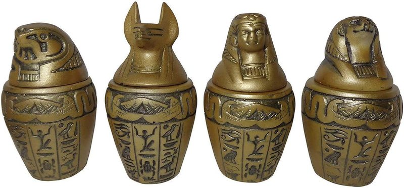 Egyptian Canopic Chest With Hieroglyphs