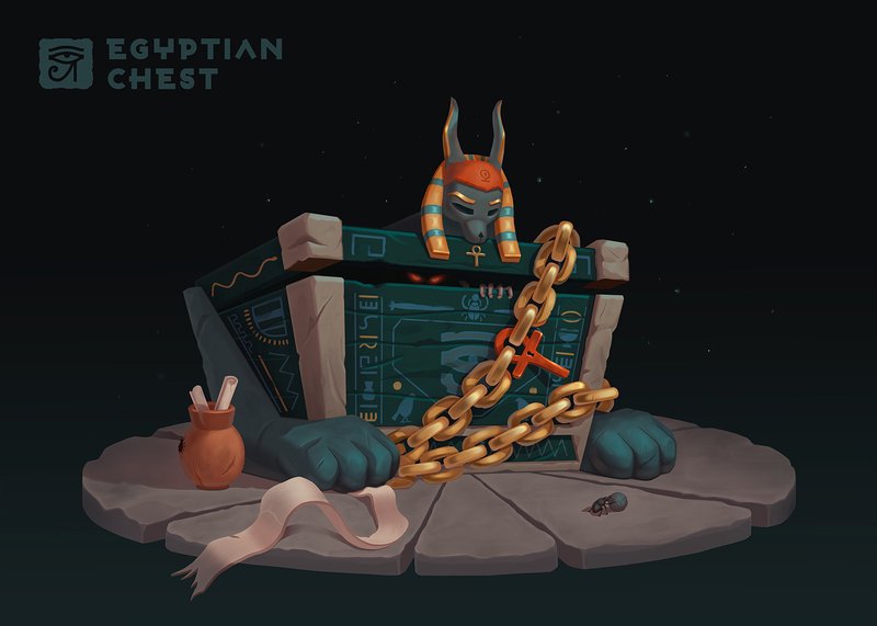 Egyptian Canopic Chest With Hieroglyphs