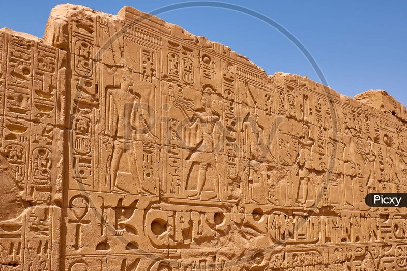 Egyptian Hieroglyphs At Karnak Temple