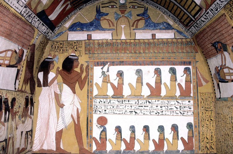 Egyptian Mural Of Afterlife Journey