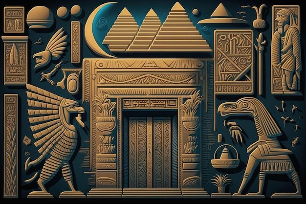 Egyptian Pillar Inscriptions In Hieroglyphs