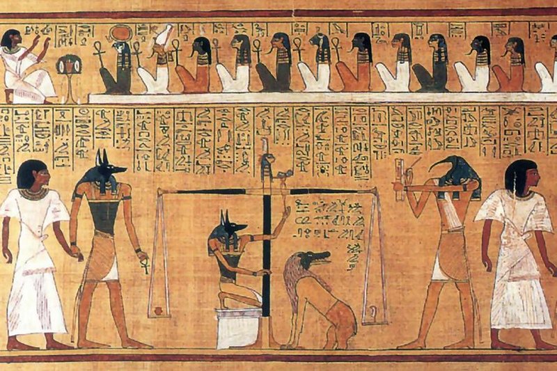 Egyptian Wall Painting Of Weighing The Heart