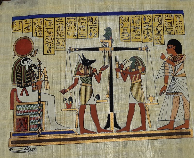 Egyptian Wall Painting Of Weighing The Heart