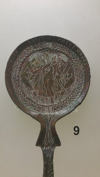 Etruscan Bronze Mirrors With Engravings<span class=