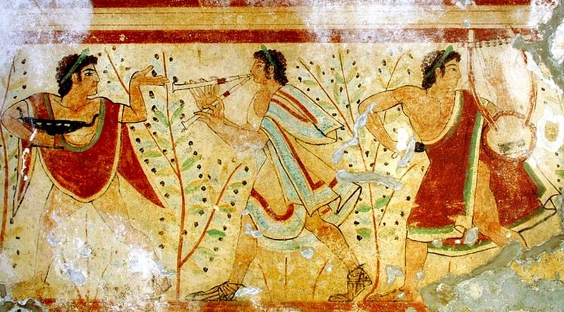 Etruscan Tomb Painting Of Musicians