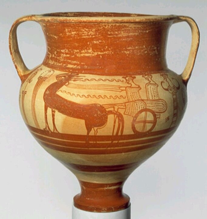 Greek Chariot Krater Pottery