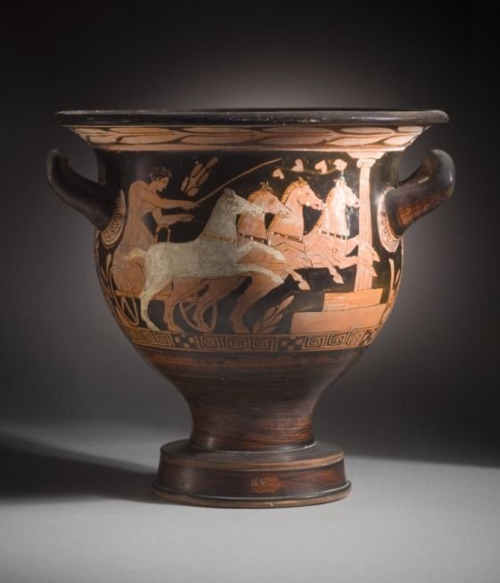 Greek Chariot Krater Pottery