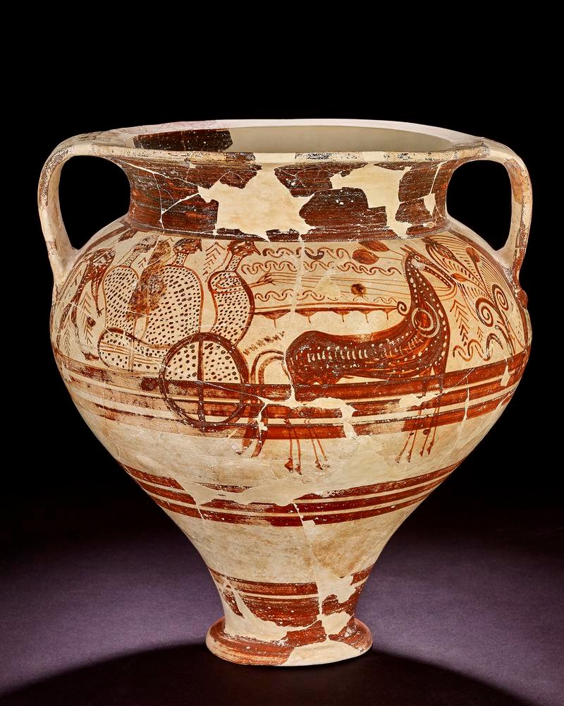Greek Chariot Krater Pottery