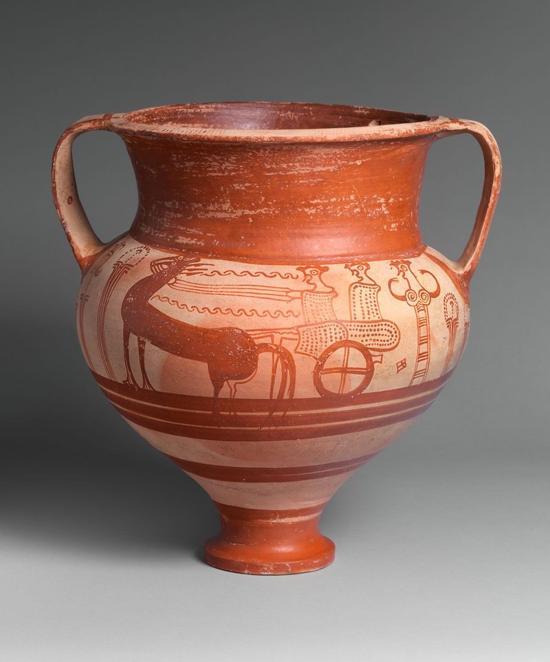 Greek Chariot Krater Pottery