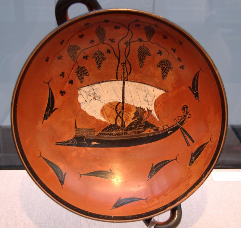 Greek Kylix Depicting Dionysus