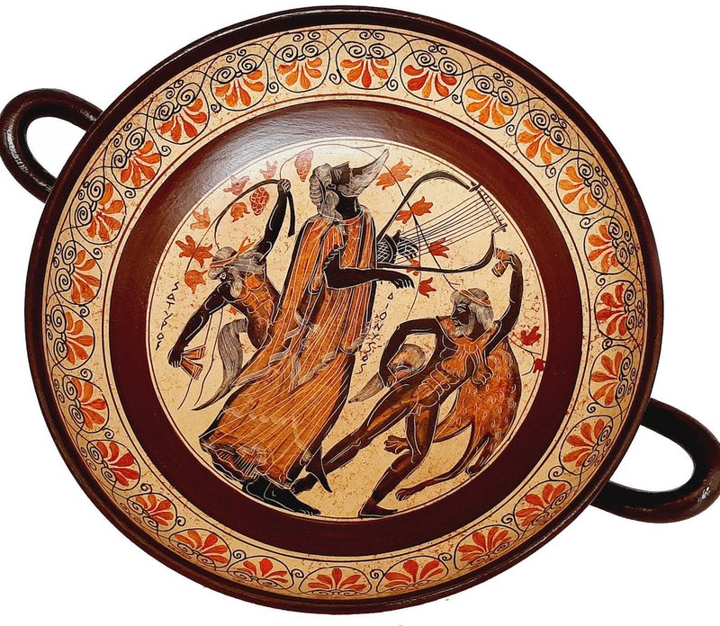 Greek Kylix Depicting Dionysus