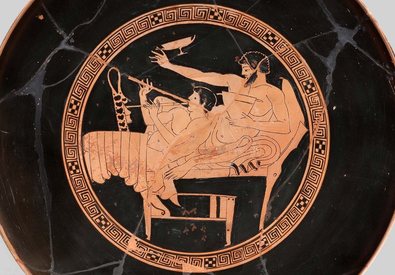 Greek Kylix With Symposium Scene