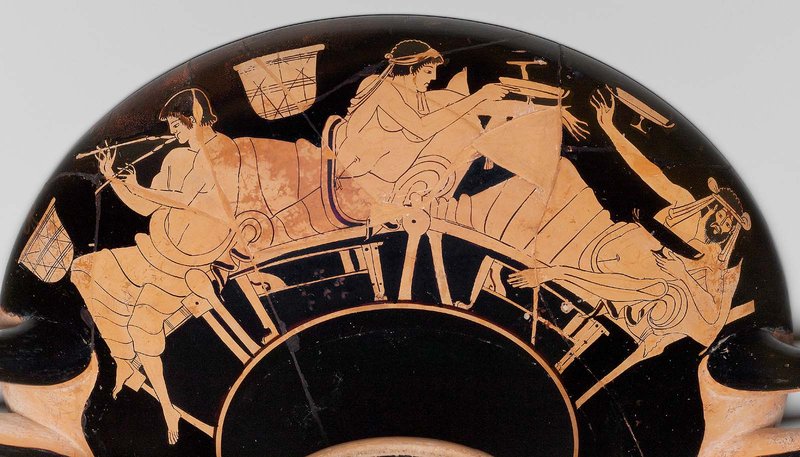 Greek Kylix With Symposium Scene