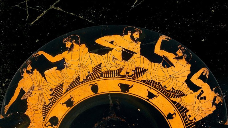 Greek Kylix With Symposium Scene
