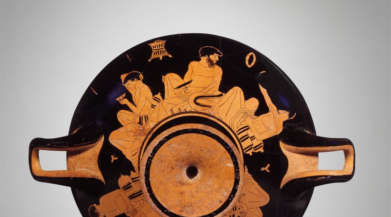 Greek Kylix With Symposium Scene