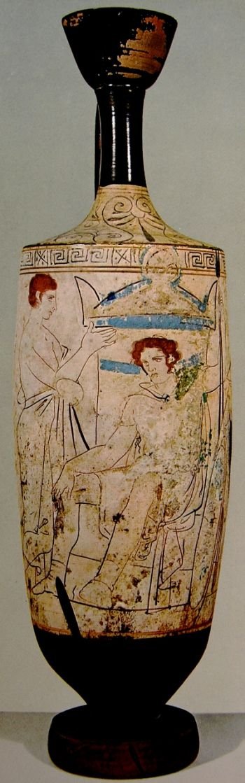 Greek Lekythos Funeral Vase<span class=